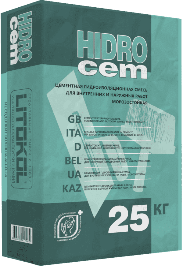 Жесткая гидроизоляция "Hidrocem", Litokol, 25 кг